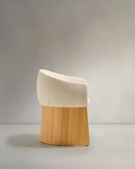 Стул Bosca из бежевого шенилла и дубового шпона