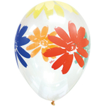 Шар латексный 35см Ромашки (Прозрачный)