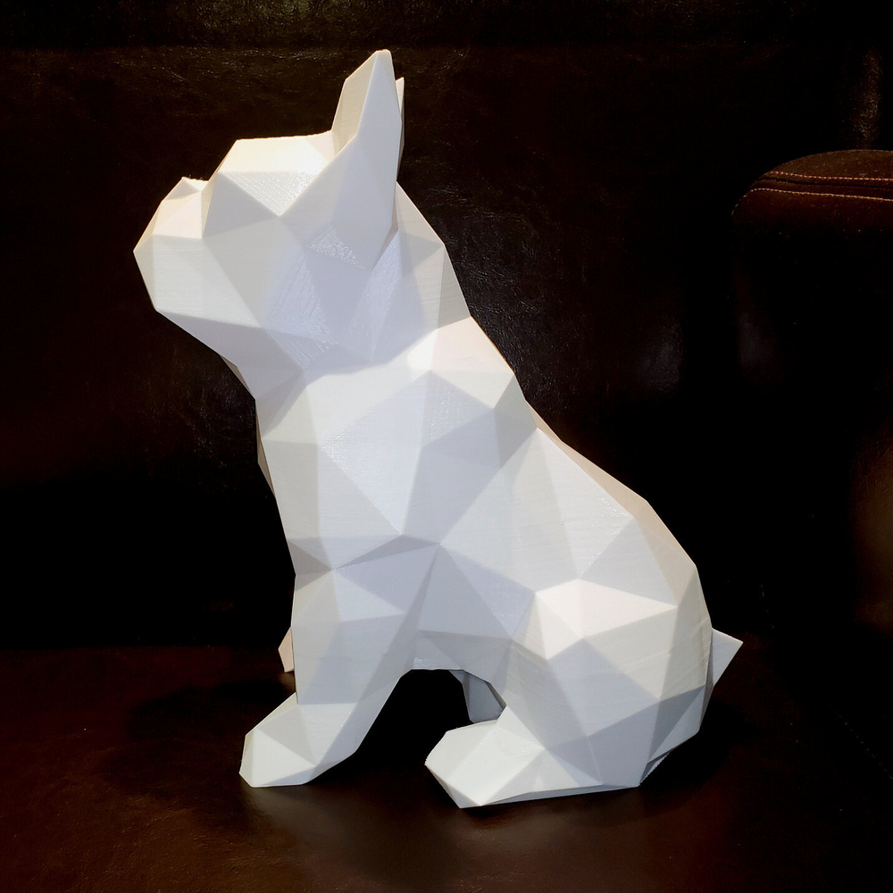 Фигурка БУЛЬДОГ, низкополигональная, дизайнерская. Low Poly Bulldog 15см., белая