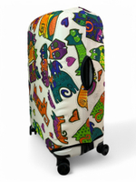 Чехол на чемодан 28", цвет белый/разноцветный, Коты