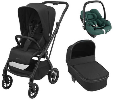 Детская коляска Maxi-Cosi Leona² Oria 3 в 1 с автокреслом CabrioFix Essential green 1204390110 Twillic Black/1507672111 Essential Black