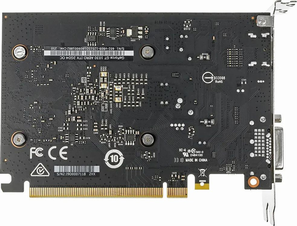 Видеокарта MSI NVIDIA  GeForce GT 1030 GT 1030 AERO ITX 2GD4 OC 2ГБ DDR4, OC,  Ret