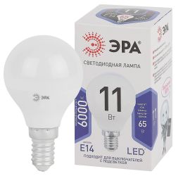 Лампа светодиодная ЭРА STD LED P45-11W-860-E14 E14 / Е14 11Вт шар холодный дневной свет | Лампы cветодиодные Шар (G/P)