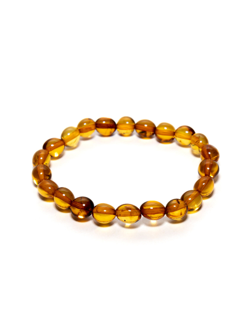 Детский браслет из цельного янтаря "Морская галька". Браслет для детей из натуральных камней