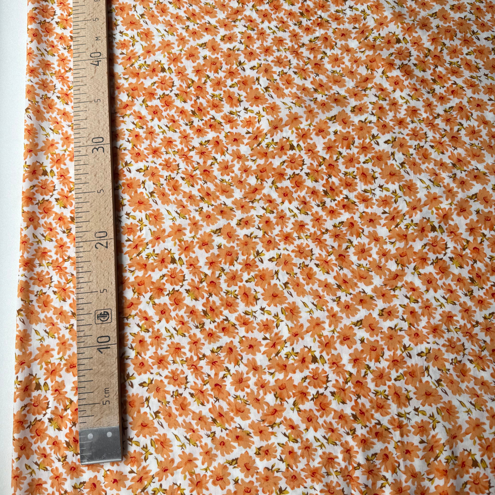 Вискоза (штапель) Оранжевые герберы