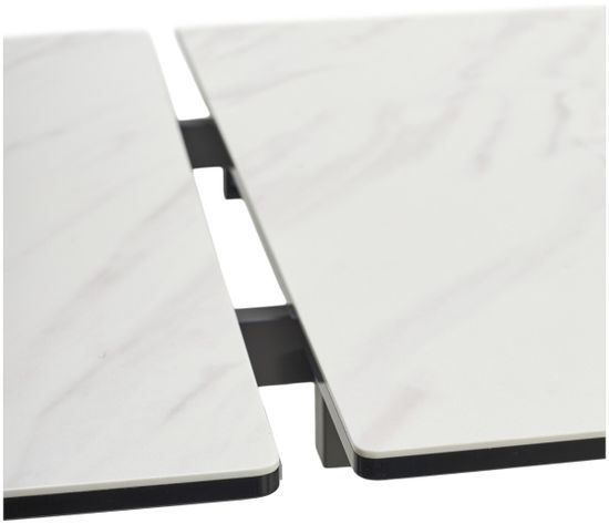 Стол ESTEBIO 160 KL-99 Белый мрамор матовый, итальянская керамика/ Серый металлик