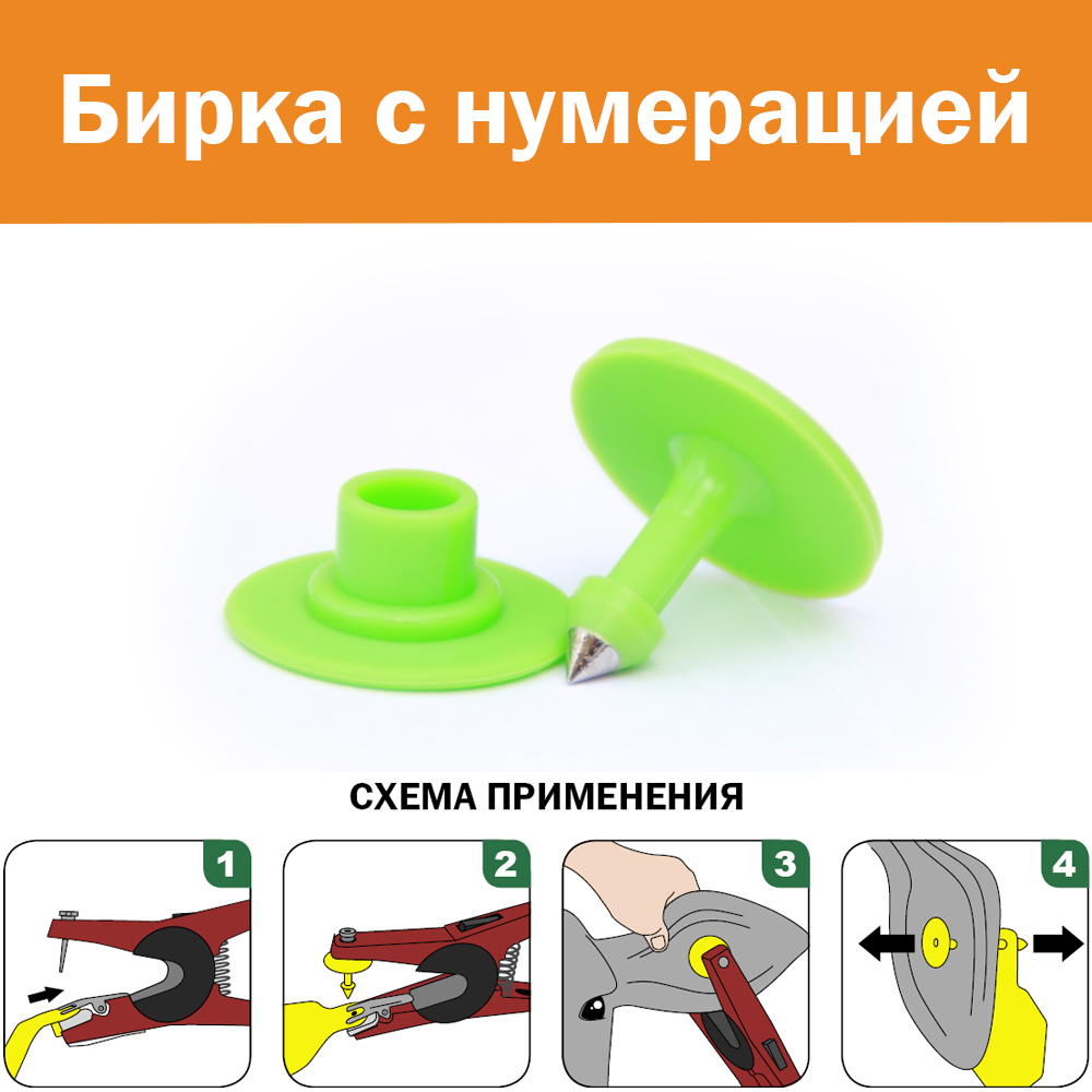 Бирка ушная ∅ 29 мм (лазерная нумерация), цвет зеленый