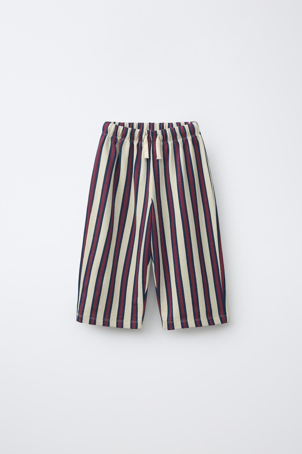 ZARA БРЮКИ WIDE LEG ИЗ ФУТЕРА В ПОЛОСКУ, БУРГУНДИ