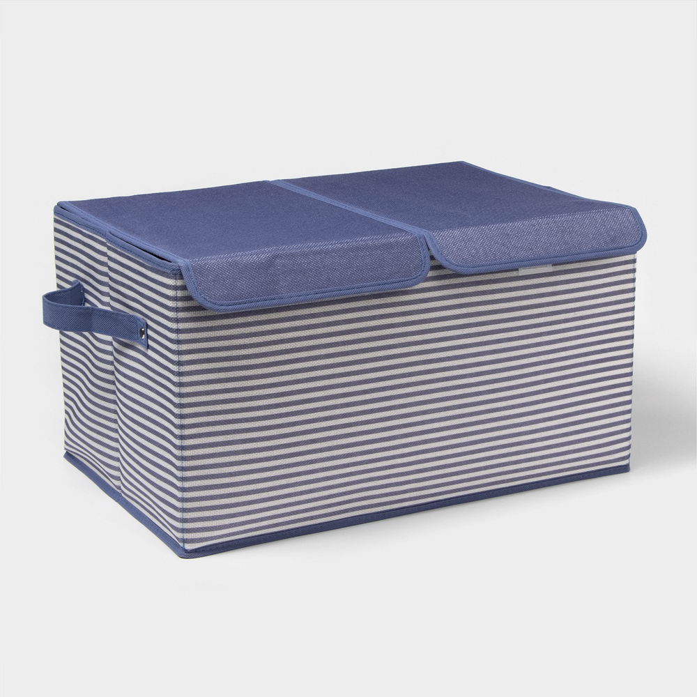 Короб для хранения «Полосы», 44,5×30×24,5 см, цвет синий