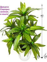 Искусственное растение Драцена Сюрприз зеленая в кашпо