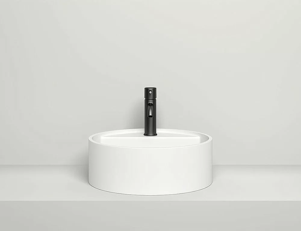 Раковина накладная Salini ARMONIA TOP 02 130116G 45 из искусственного камня S-Sense, белая глянцевая