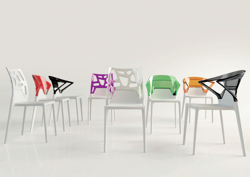 Стул пластиковый Papatya Ego-Rock, белый, зеленый