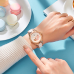 STARKING Koi Fish Collection Automatic Mechanical Movement Ceramic Strap Watch Women"s Watch White Dial