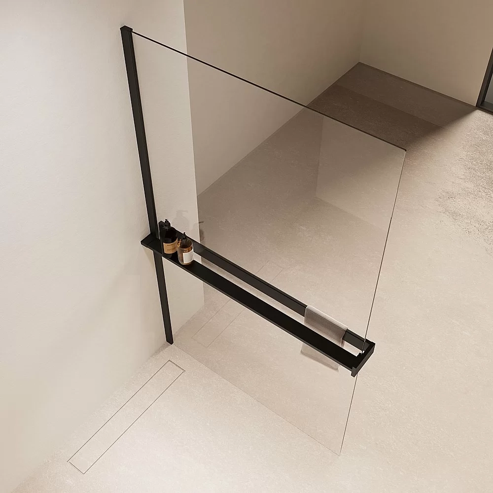 Душевая перегородка Vincea Walk-In VSW-1HR100CLB 100x200 профиль черный/стекло прозрачное