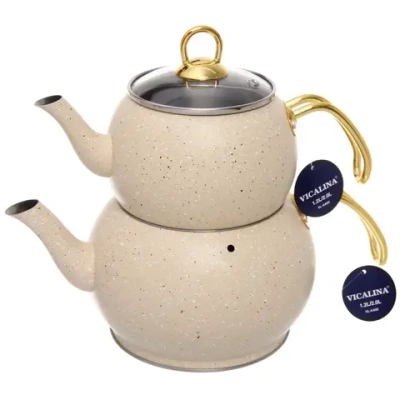 Чайник двойной турецкий 1,2+2л «Vicalina» бежевый VL-AA02