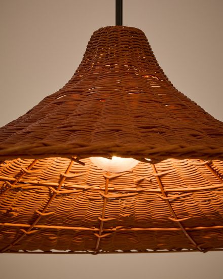 Bladia Абажур для подвесного светильника из ротанга с терракотовой отделкой Ø70 см