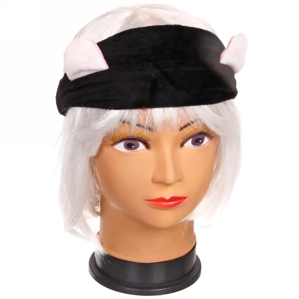 Повязка на голову «Кокетка - Кошечка», цвет черный 22см ( упаковка белый ZIP пакет )