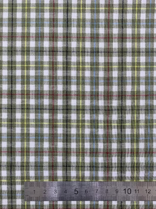 Коттон фланель сорочка принт клетка зелен/белый NB#012