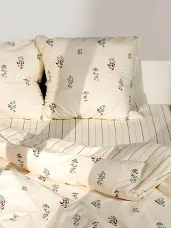 Пододеяльник перкаль Сказка "Гербарий Эко/Полоски Эко" евро на молнии 200x215 см