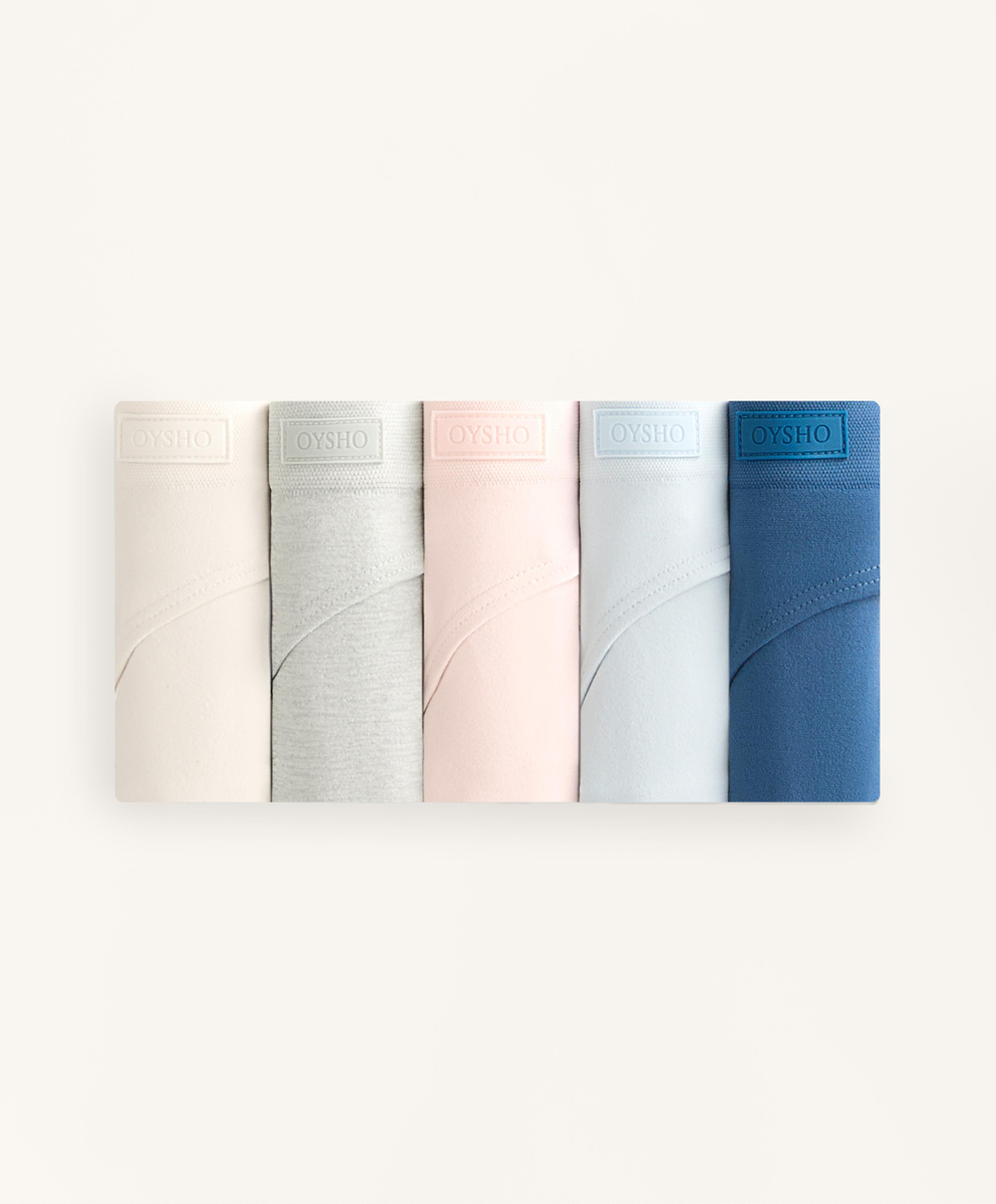 OYSHO Набор из 5 бесшовных трусов-стрингов, светло-розовый