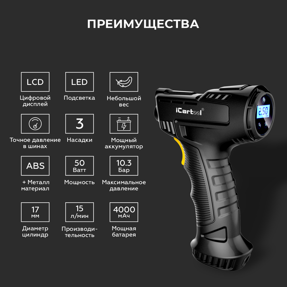 Автомобильный компрессор iCartool IC-CC3665