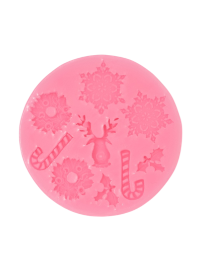 Молд для заливки новогодний «Снежинки», силикон, d=9,5 см, цвет розовый