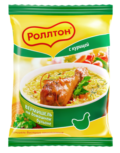 Вермишель на домашнем бульоне с курицей, Роллтон, 60г