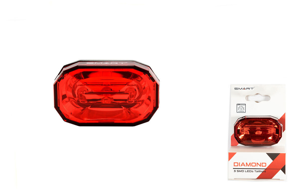 Фонарь SMART DIAMOND, задний, 3 SMD диода 15 lm, 3 режима, крепеж на подседельный штырь, батарейки в комплекте