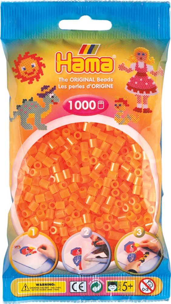 Hama Бусинки для термомозаики MIDI оранжевый неон, 1000 шт. (207-38)
