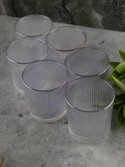 Набор ребристых бокалов для виски, 350 мл. 6 шт. перламутр