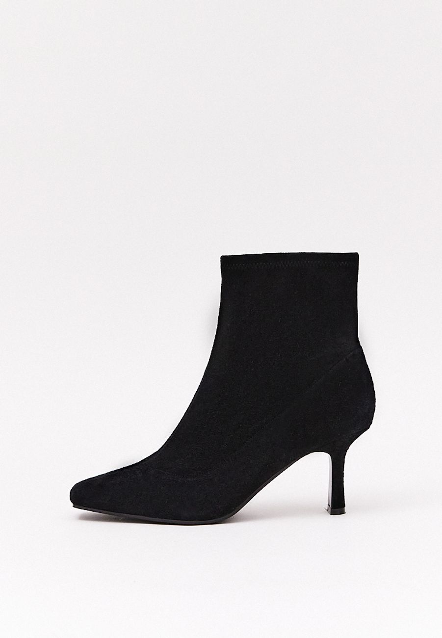 Ботильоны замшевые с округлым мысом, черный