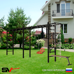 Уличная шведская стенка Sv Sport рукоход х 2 У54411 (Турник/Брусья/Стойка/Скамья/Со спинкой/Кронш бокс/Канат/кольца/лестница)