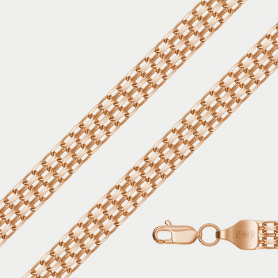 Цепь плетения "Бисмарк двойной" из розового золота 585 пробы без вставок (арт. НЦ 12-073 0.50)