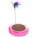 Игрушка для кошек интерактивная с пружинкой перышками «ЛАПКИБум», цвет розовый, 36*25см