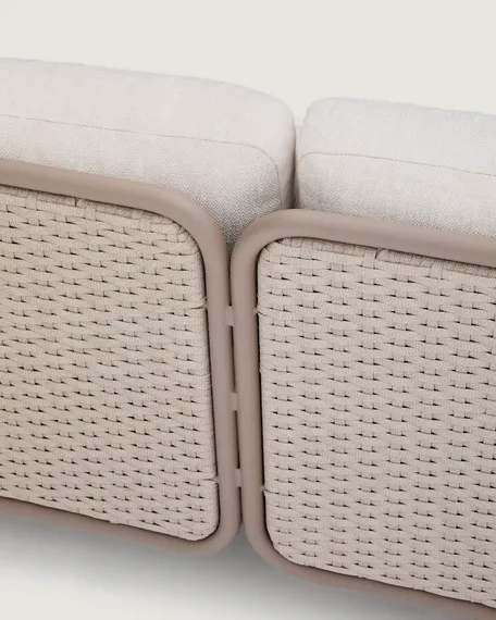 Уличный 3-местный диван Sedalis из алюминия и веревки серого цвета 210 см