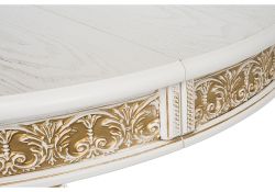 Деревянный стол Лорд 110(160)х110х79 молочный с золотой патиной