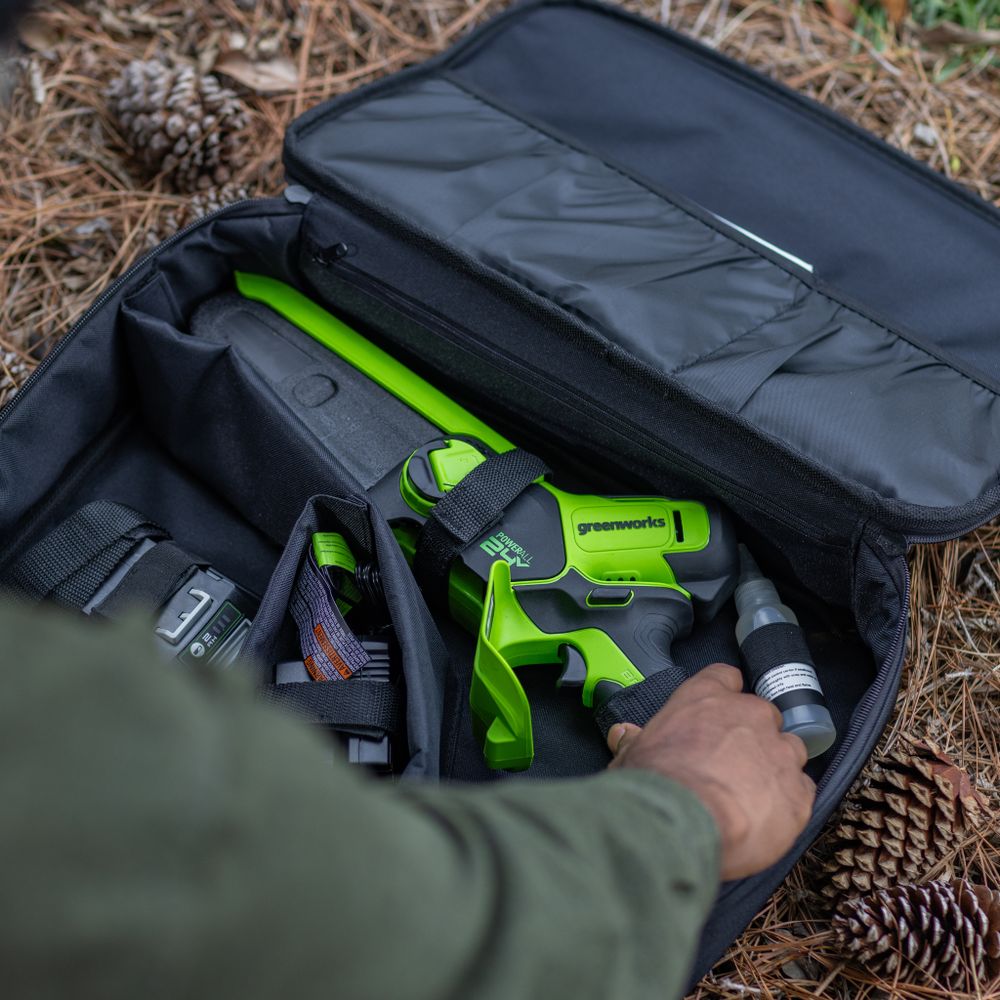 Цепная мини пила аккумуляторная Greenworks GD24CSMNX Арт. 2008707, 24V, 15см, бесщеточная, без АКБ и ЗУ в сумке