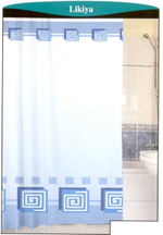 Штора для ванной 100% полиэстер эконом 170*200 (голубой фон) без колец