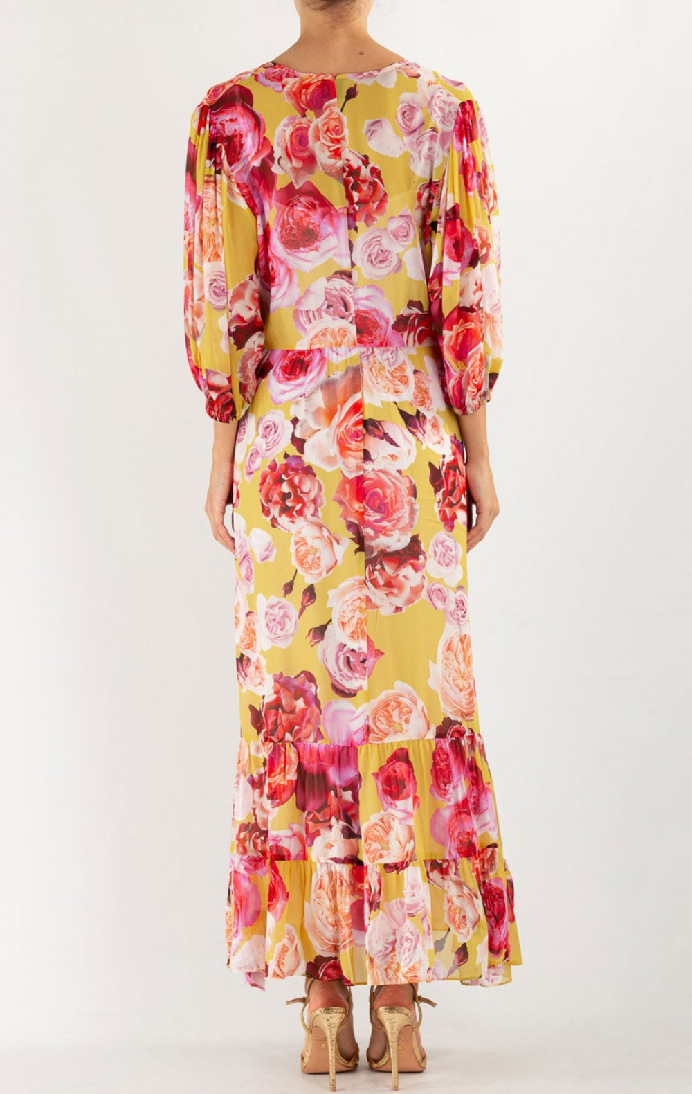 Pinko платье желтое принт Розы