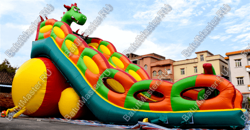 Батут-горка "Дракон 2" без шипов, 10*5*8 м