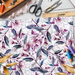 Ткань таффета сдержанные акварельные колокольчики