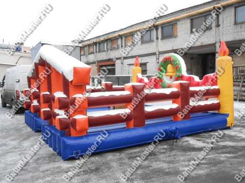 Надувной аттракцион Родео, олень+батут, "Рождественский", 5*5*3 м