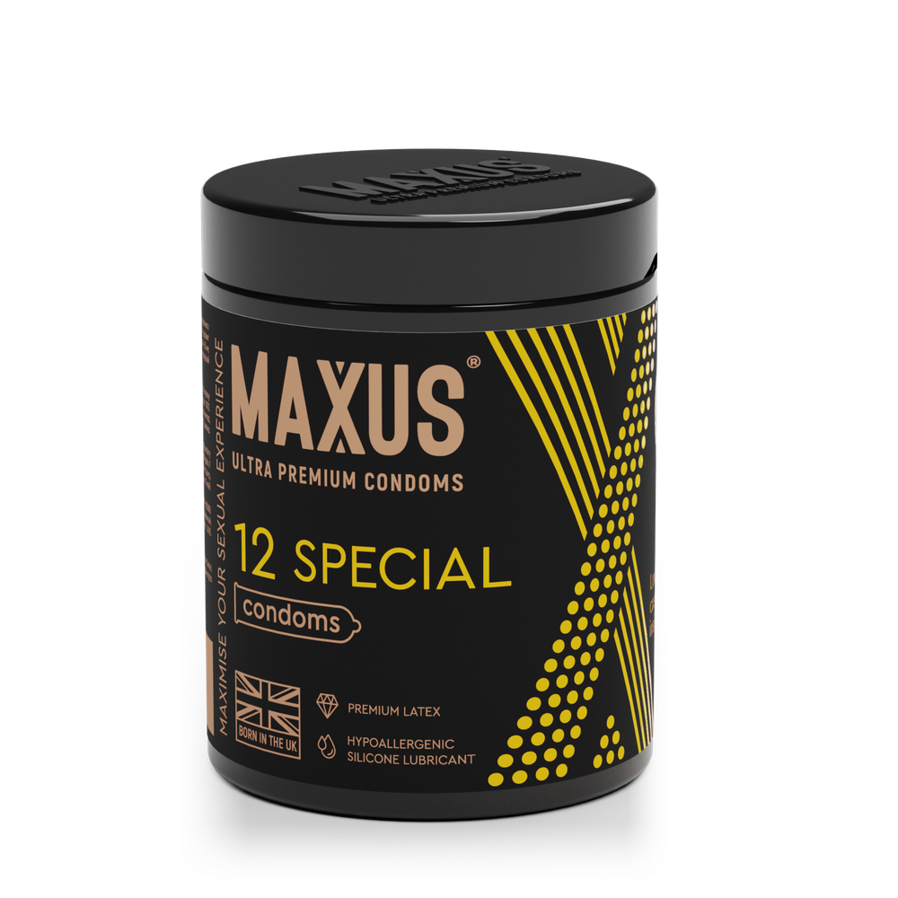 Презервативы MAXUS Special №12 с железным кейсом, точечно-ребристые X-Edition, 12 шт