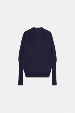 ZARA ДЖЕМПЕР ИЗ ТОНКОГО ТРИКОТАЖА С V-ОБРАЗНЫМ ВЫРЕЗОМ, ЧЕРНИЛЬНО-СИНИЙ