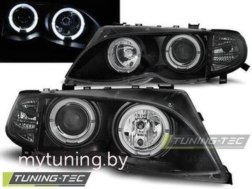 Передние фары Bmw 3 E46 angel eyes black