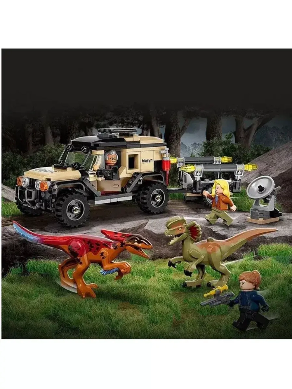 Конструктор Перевозка пирораптора и дилофозавра 303 детали