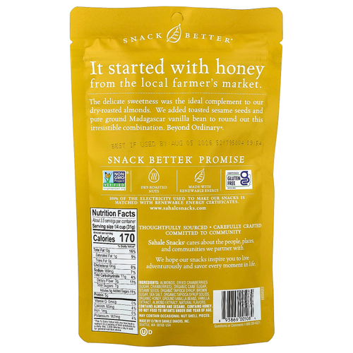 Sahale Snacks, Глазированная смесь, миндаль в меде, 113 г (4 унции)