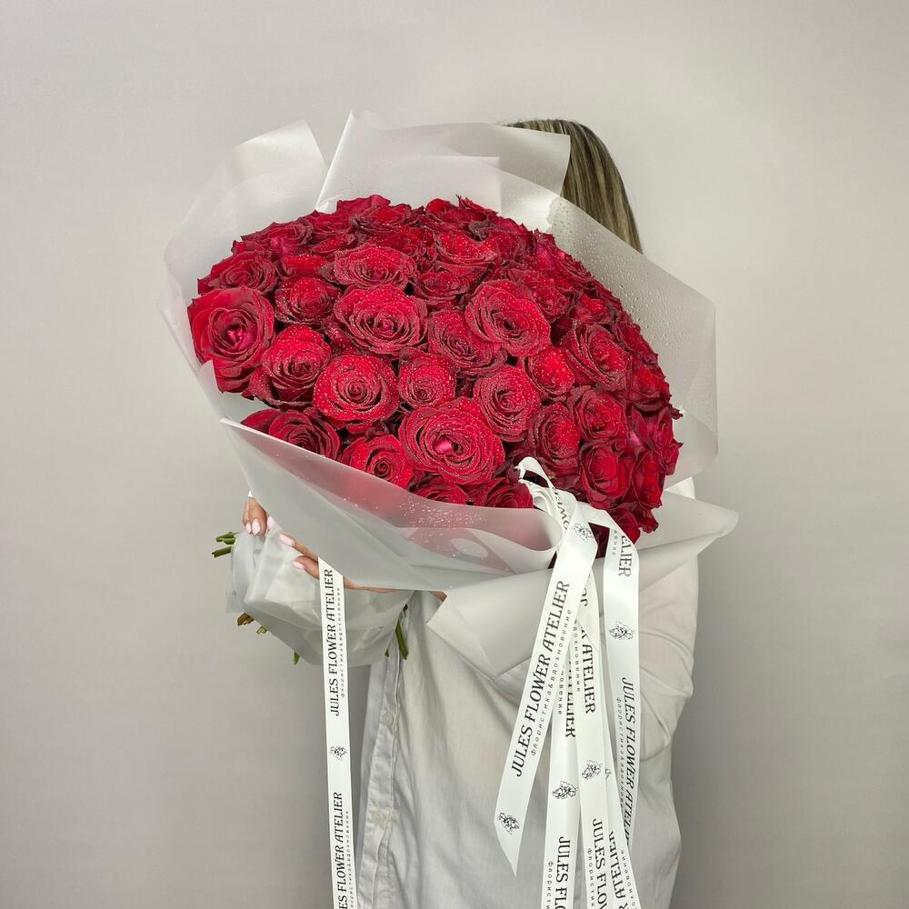 «Рубиновое сияние» Букет из 51 Красной розы 50 см