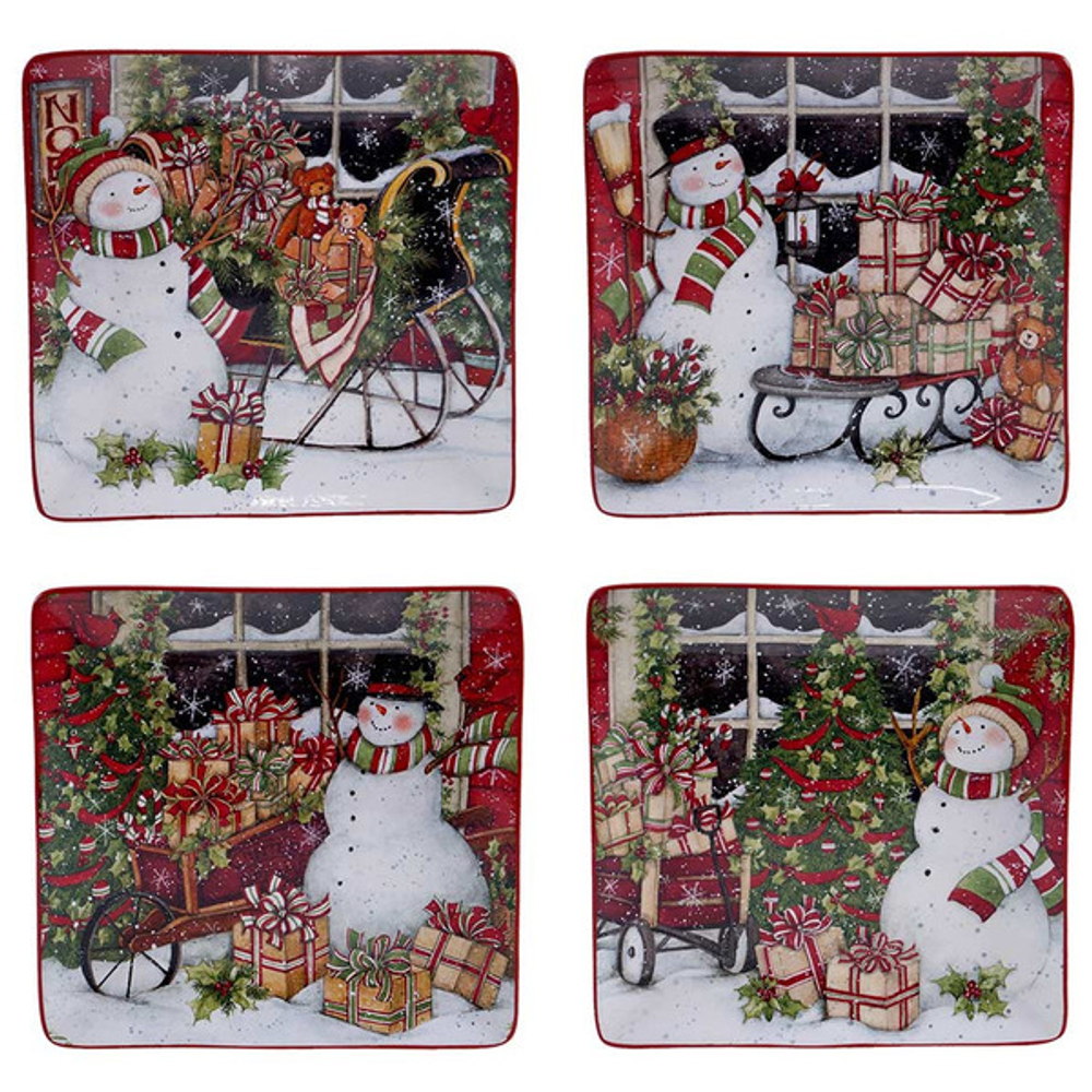 Тарелка обеденная Certified Int. Сани снеговика 28см