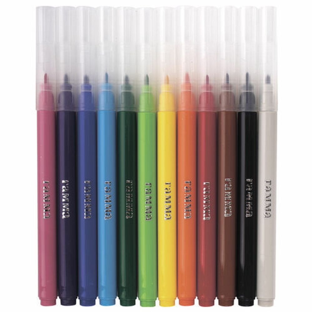 Фломастеры ГАММА "Классические", 12 цветов, вентилируемый колпачок, картонная упаковка, 180319_11